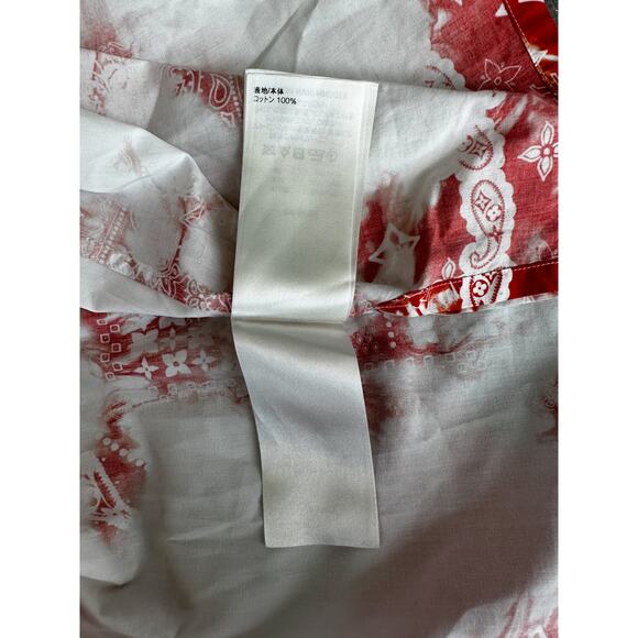 Louis Vuitton Orange Bleached Bandana Short Sleeve Button Up Shirt - Picture 7 of 8